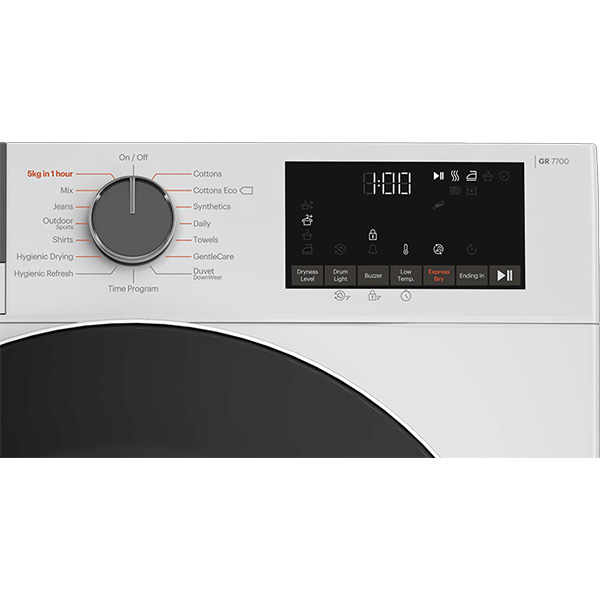 Uscator de rufe hibrid GRUNDIG GTP5823GN, 8 kg, 15 programe, Clasa E, alb