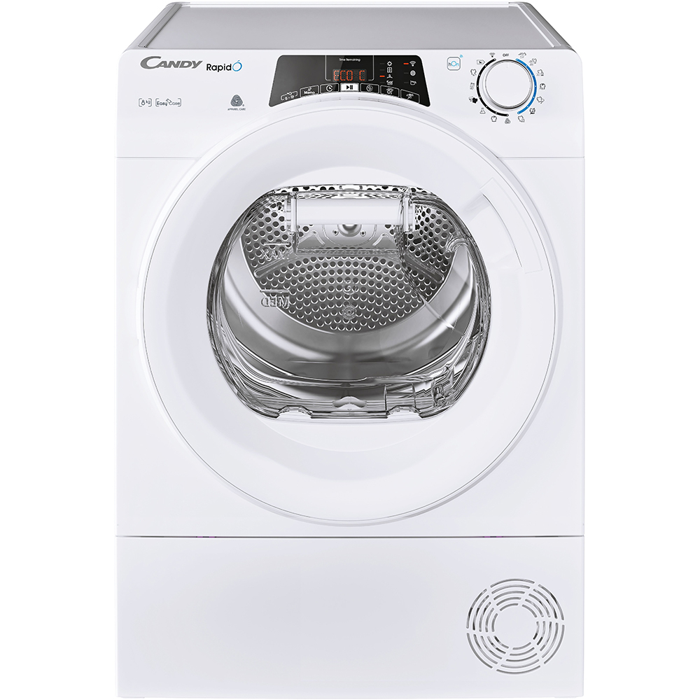 Uscator de rufe CANDY ROE H8A2TE-S, Pompa de caldura, 8 kg, 14 programe, Clasa E, Wi-Fi, alb