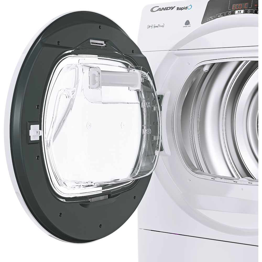 Uscator de rufe CANDY ROE H8A2TE-S, Pompa de caldura, 8 kg, 14 programe, Clasa E, Wi-Fi, alb