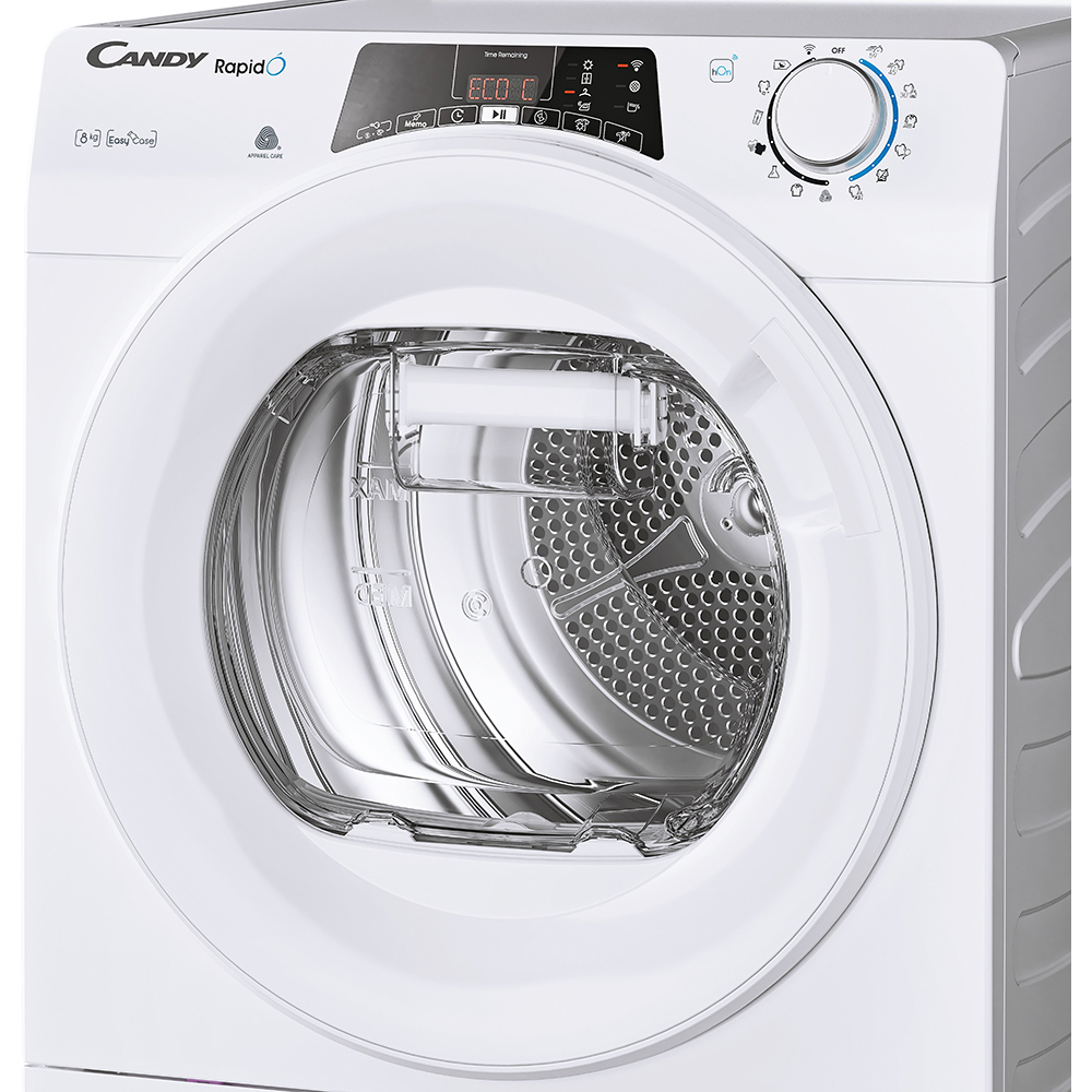 Uscator de rufe CANDY ROE H8A2TE-S, Pompa de caldura, 8 kg, 14 programe, Clasa E, Wi-Fi, alb