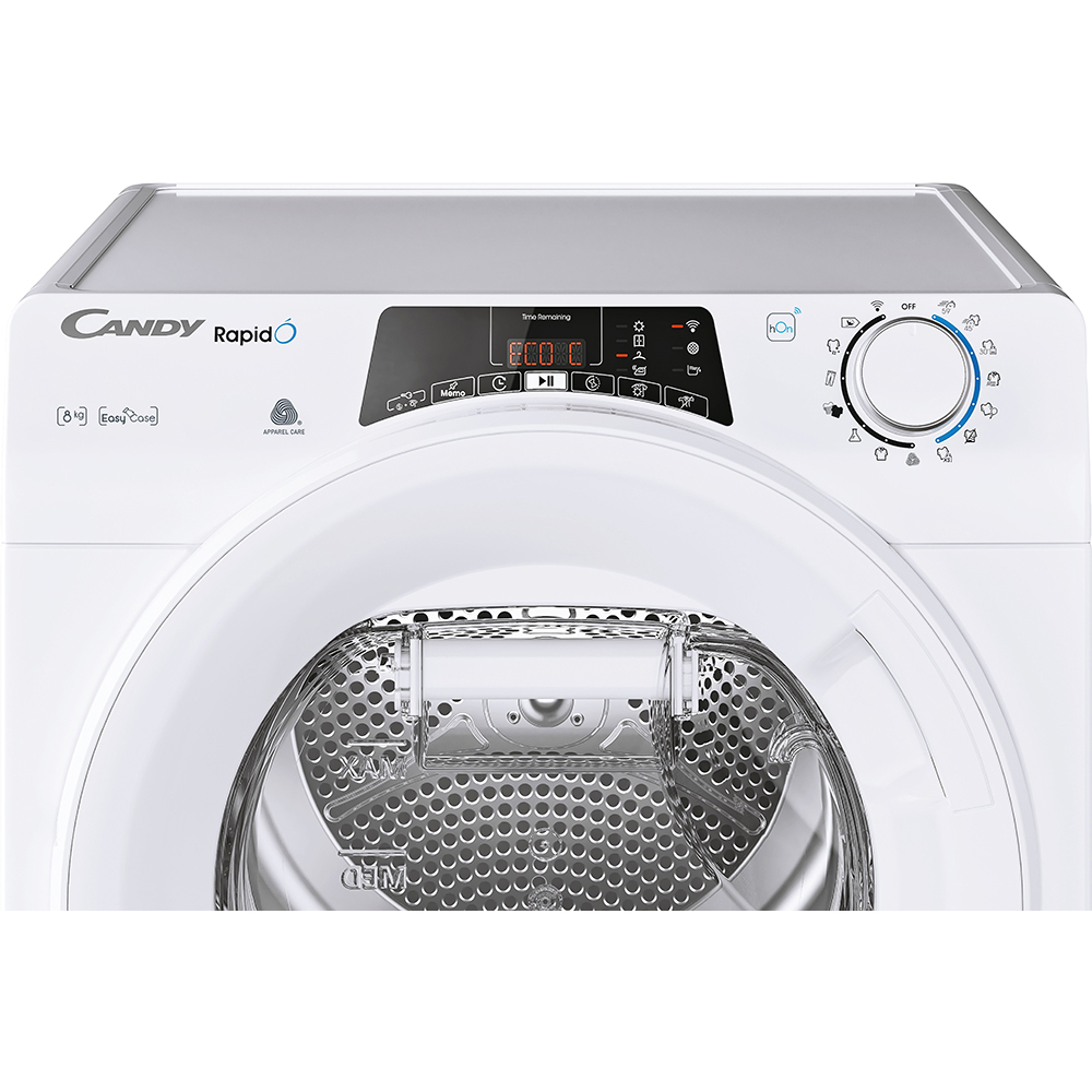 Uscator de rufe CANDY ROE H8A2TE-S, Pompa de caldura, 8 kg, 14 programe, Clasa E, Wi-Fi, alb