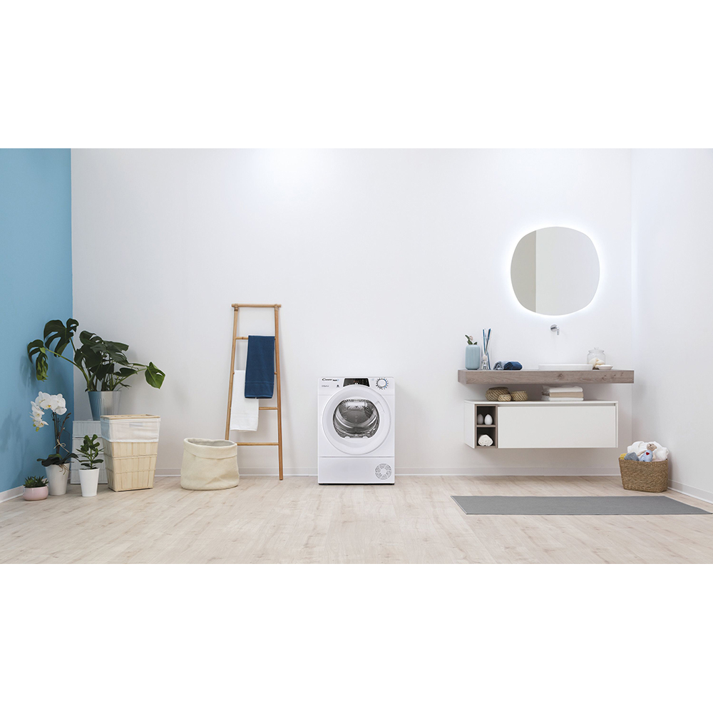 Uscator de rufe CANDY ROE H8A2TE-S, Pompa de caldura, 8 kg, 14 programe, Clasa E, Wi-Fi, alb