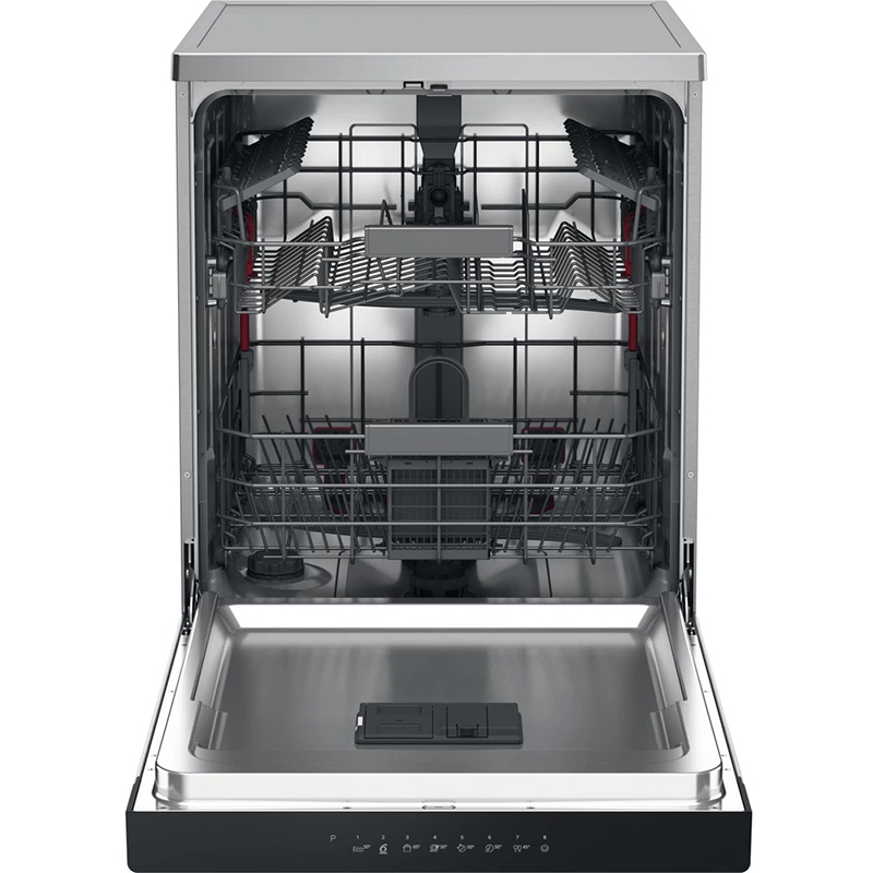 Masina de spalat vase independenta WHIRLPOOL WFC 3C26 P X, 6th Sense, 14 seturi, 8 programe, 60 cm, Clasa E, argintiu