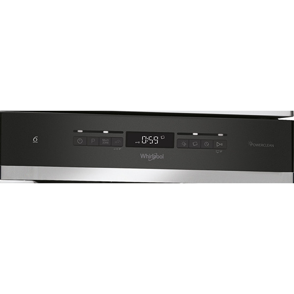 Masina de spalat vase independenta WHIRLPOOL WSFO3T1256PCX, 6th sense, 10 seturi, 8 programe, 45 cm, Clasa E, inox