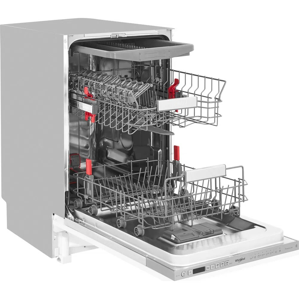 Masina de spalat vase incorporabila WHIRLPOOL WSIO 3O34 PFE X, 10 seturi, 8 programe, 45 cm, Clasa D, panou comanda gri