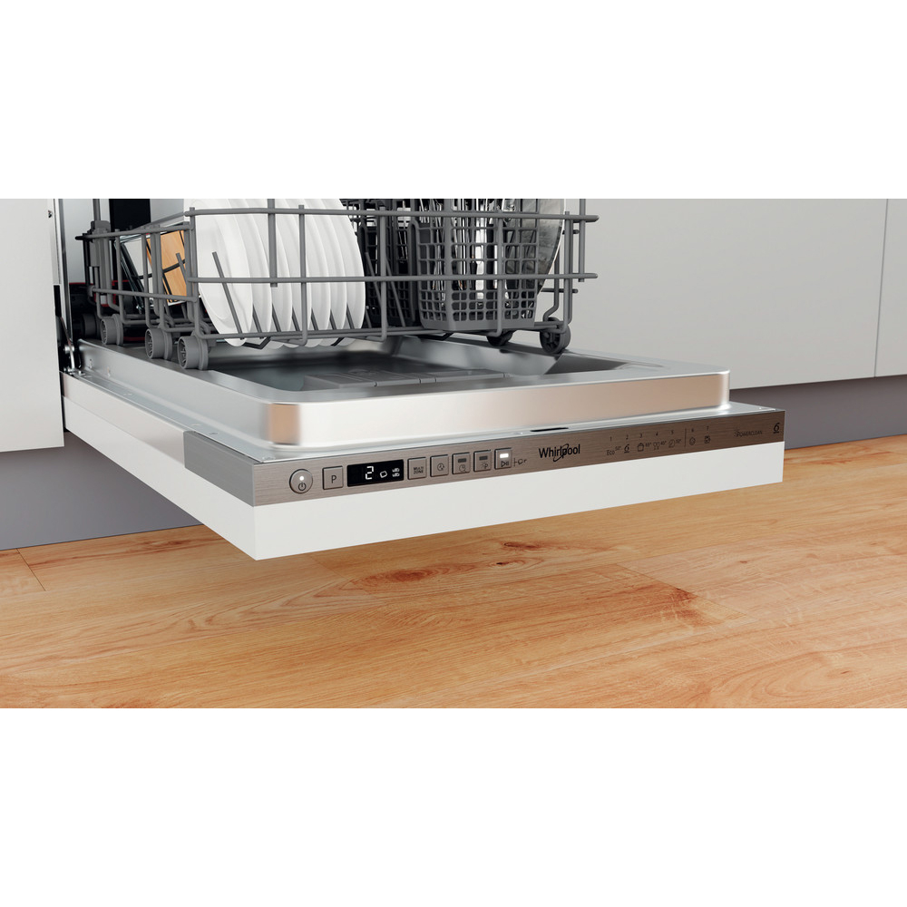 Masina de spalat vase incorporabila WHIRLPOOL WSIO 3T223 PCE X, 6th sense, 10 seturi, 7 programe, 45 cm, Clasa E, panou comanda inox