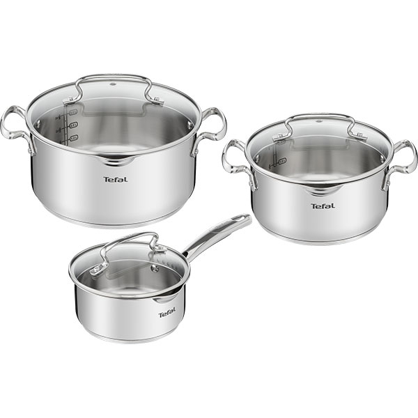 Set vase TEFAL Duetto Plus G719S674, 6 piese, 16-24cm, otel, argintiu