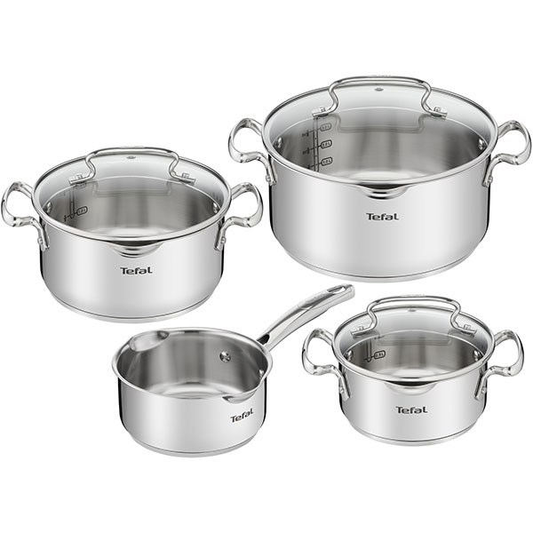 Set vase TEFAL Duetto Plus G719S734, 7 piese, 16-24cm, 1.5-5l, otel, argintiu