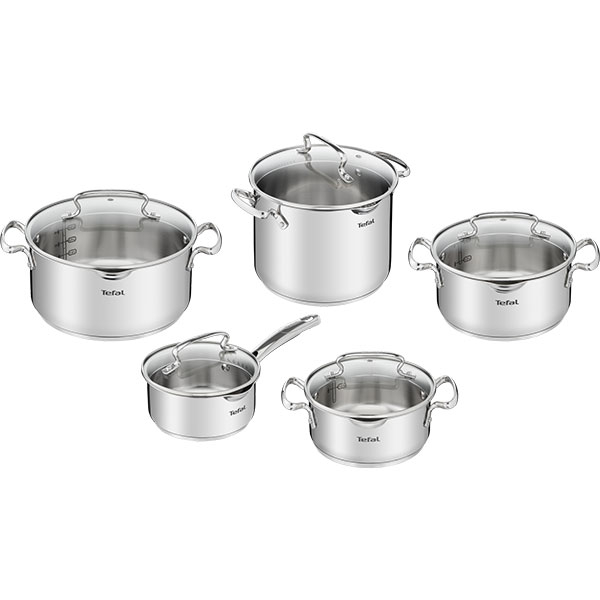Set vase TEFAL Duetto Plus G719SA74, 10 piese, 16-24cm, otel, argintiu