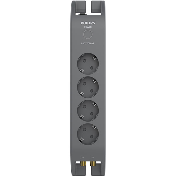Prelungitor cu protectie PHILIPS SPN5144A/58 4 prize, 2m, negru
