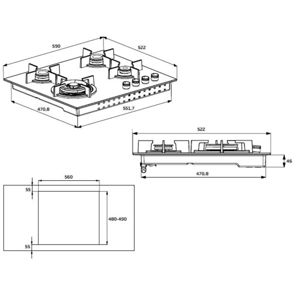Plita incorporabila BEKO HIAW64225SX, Gaz, 4 arzatoare, Wok, inox