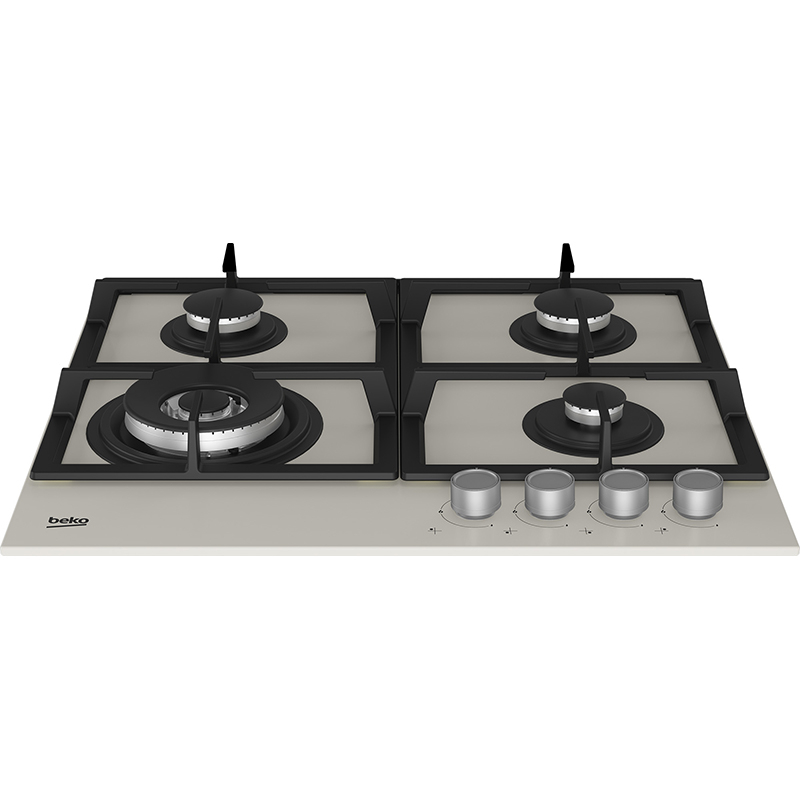Plita incorporabila BEKO HILW64225SBG, Gaz, 4 arzatoare, Wok, gri benita