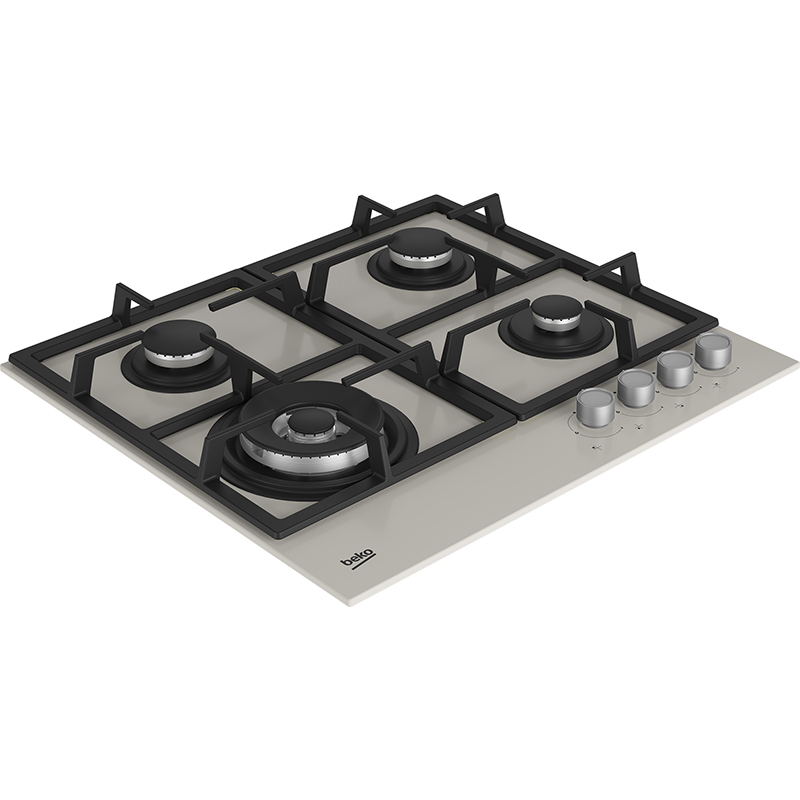 Plita incorporabila BEKO HILW64225SBG, Gaz, 4 arzatoare, Wok, gri benita
