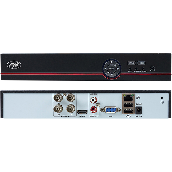 Kit supraveghere video PNI House PTZ1500, 4 camere UHD 1920p, DVR, 4 canale, alb-negru