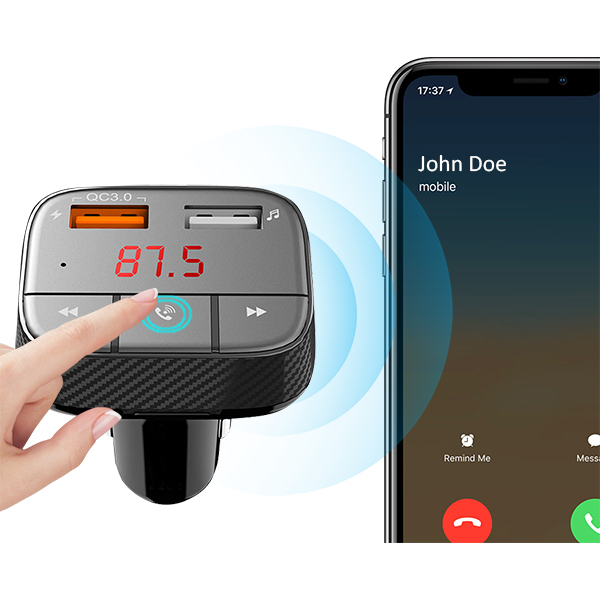 Modulator FM PROMATE SmarTune-2+, Bluetooth, USB 3.0, Jack 3.5, negru