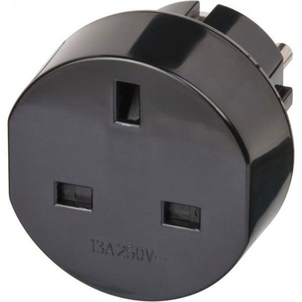 Adaptor priza BRENNENSTUHL 149816, UK - EU Schuko, plastic, negru