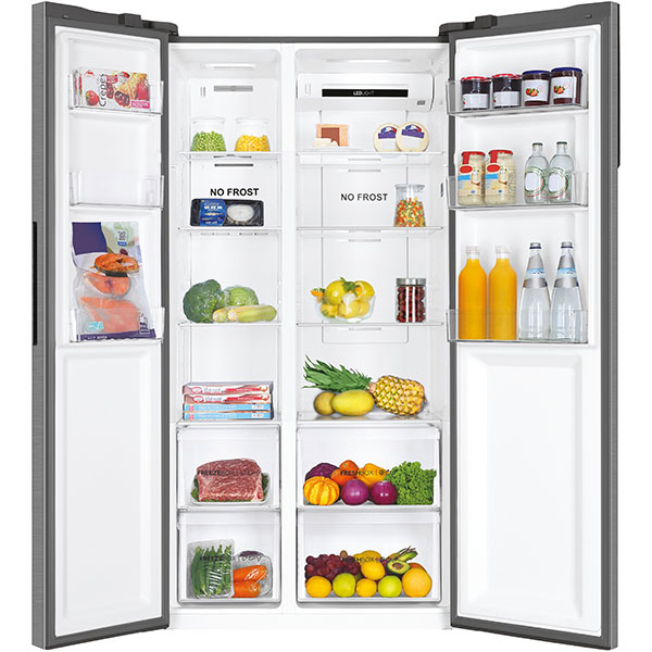Side By Side HAIER HSR3918ENPG, No Frost, 528 l, H 178 cm, Clasa E, argintiu