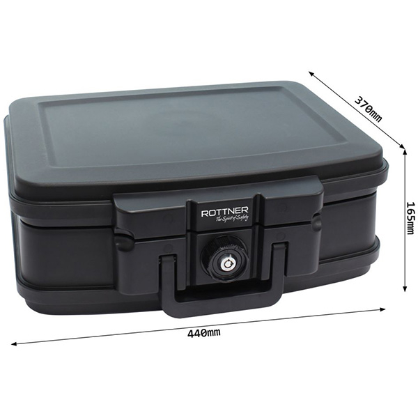 Caseta antifoc ROTTNER Fire Data Box 2, inchidere cheie, 440 x 165 x 370mm, negru