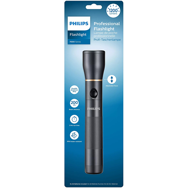 Lanterna LED PHILIPS SFL7002T/10, 1200 lumeni, 6xAA, negru