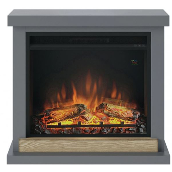 Semineu electric TAGU Hagen Solid Grey, 1500W, Focar 3D, Telecomanda, Gri