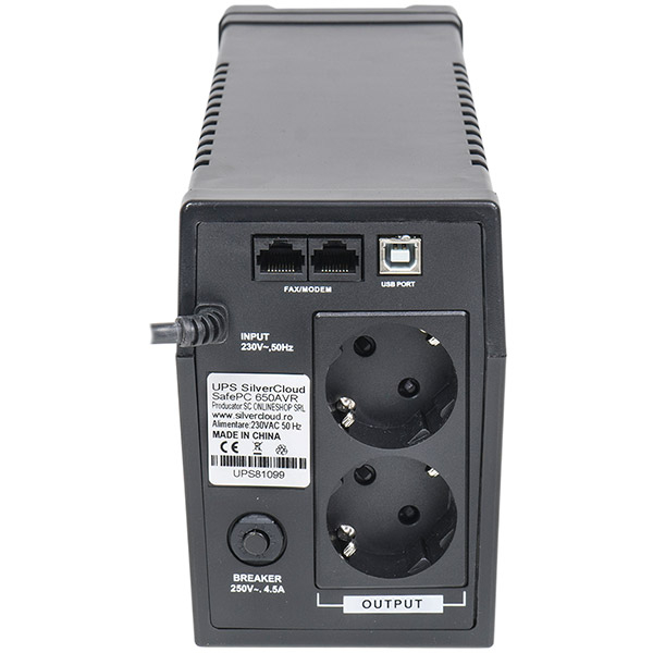 Unitate UPS SILVERCLOUD SafePC 650AVR, 600VA, AVR, Schuko