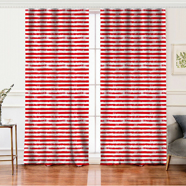 Set 2 draperii Mila Home, rejansa, 140 x 260 cm, semiopac, rosu-alb