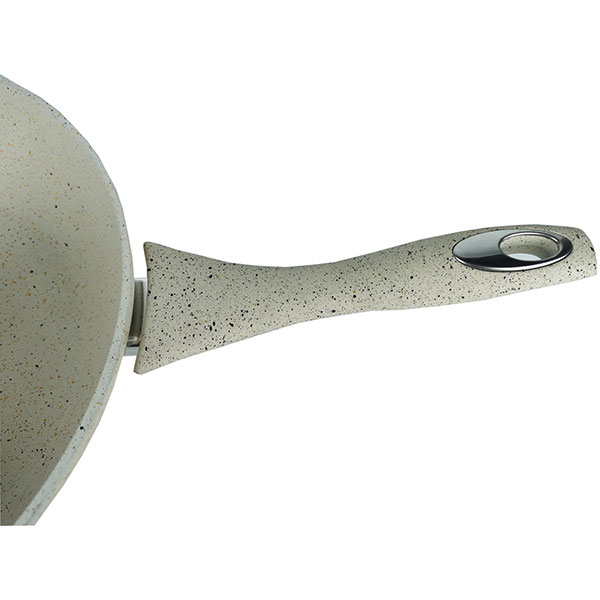Tigaie Wok marmorat MYRIA MY4412, 28cm, aliaj de aluminiu, crem