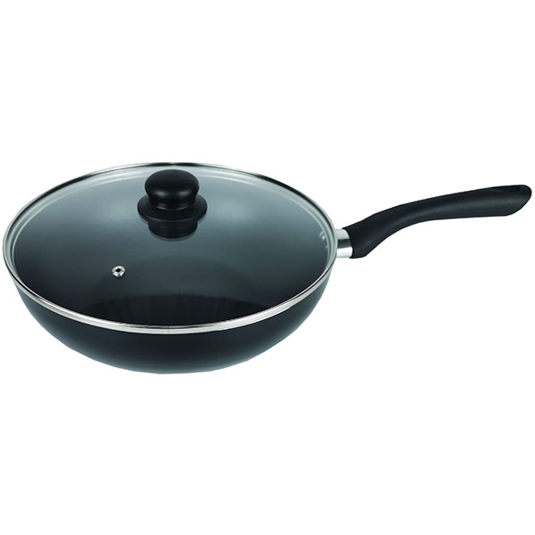 Tigaie Wok non-stick MYRIA MY4419, 28cm, aliaj aluminiu, negru