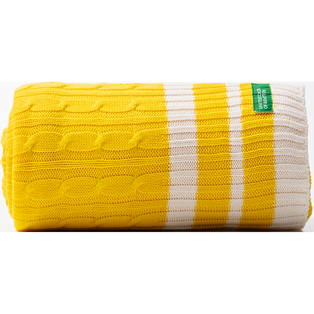 Patura BENETTON Rainbow1, 140 x 190 cm, acril, galben-alb