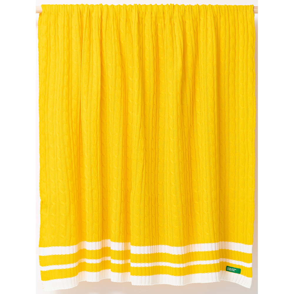 Patura BENETTON Rainbow1, 140 x 190 cm, acril, galben-alb