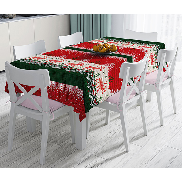 Fata de masa Decor 4 Craciun, poliester + bumbac, 140 x 180 cm, multicolor