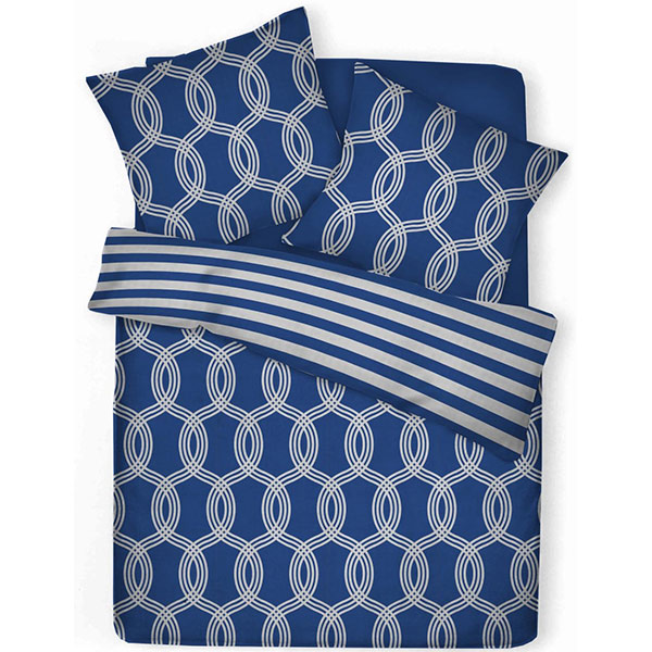 Lenjerie de pat Navy, 2 persoane, 100% bumbac, 200 x 220 cm, 3 piese