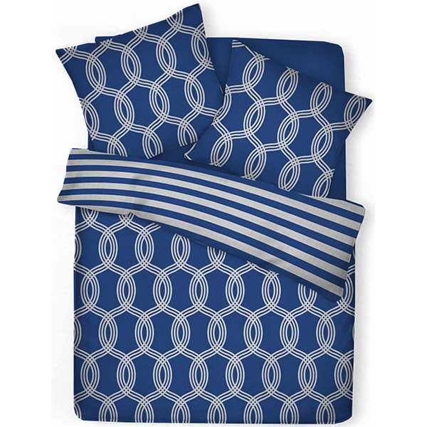 Lenjerie de pat Navy, 2 persoane, 52% poliester + 48% bumbac, 220 x 200 cm, 3 piese