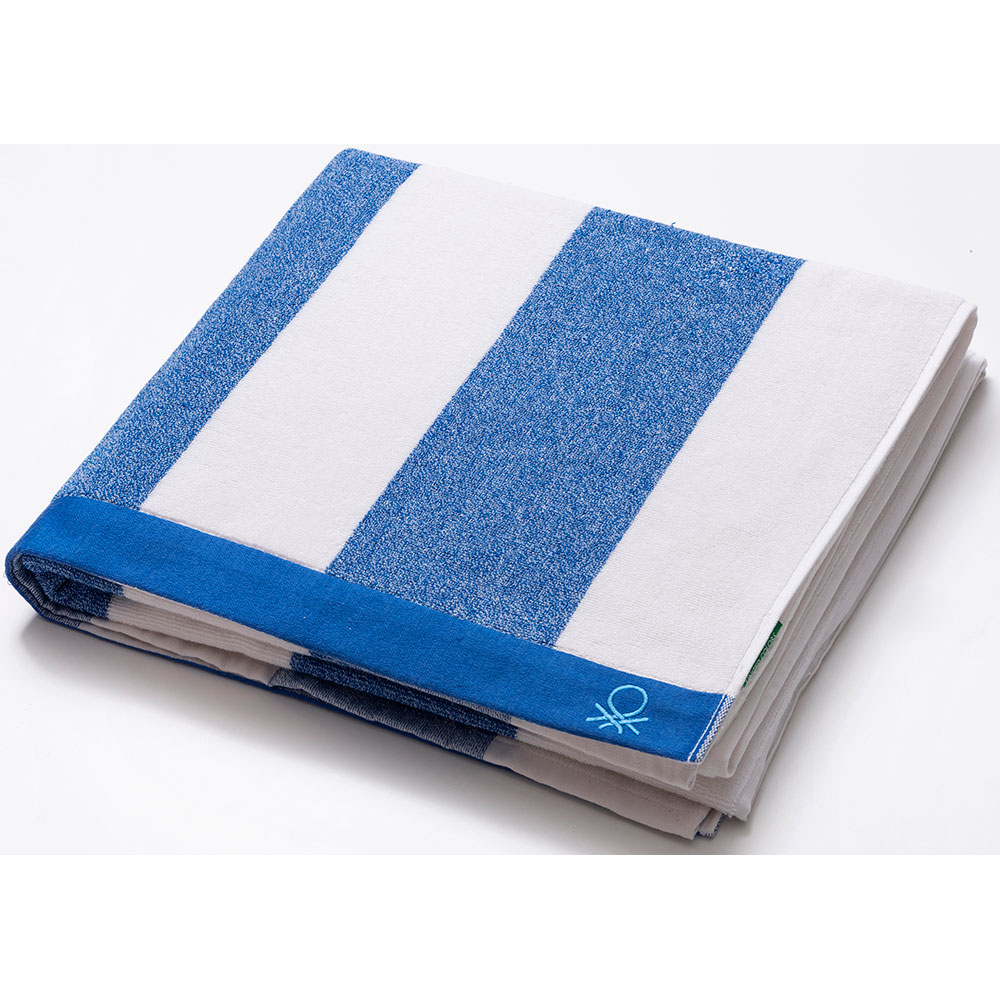 Prosop BENETTON Terry Po, 90 x 160 cm, bumbac, alb-albastru