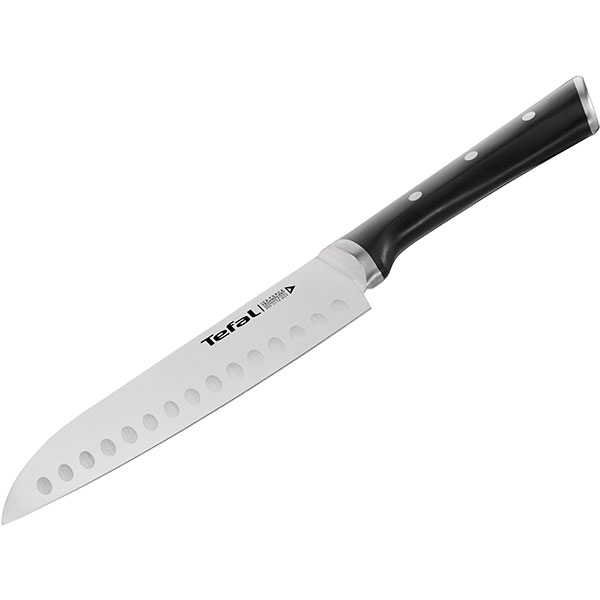 Cutit Santoku TEFAL Ingenio Ice Force K2320614, 18cm, otel, negru