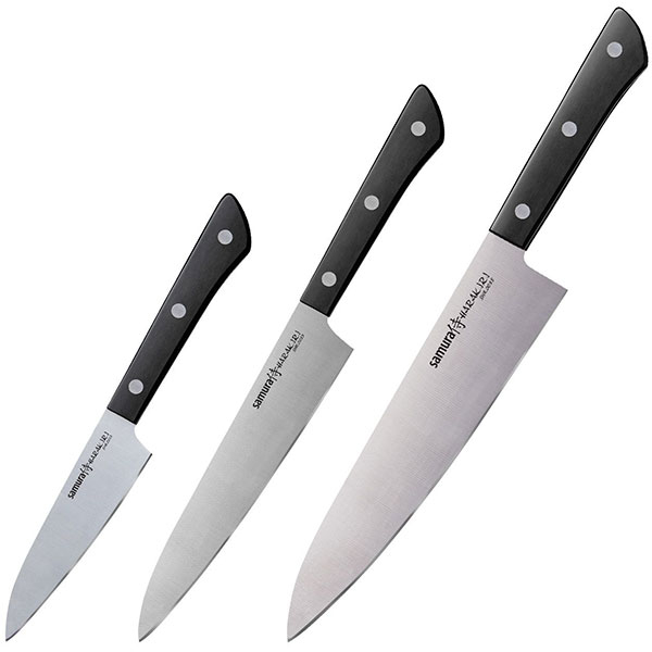 Set cutite SAMURA Harakiri SHR-0220B, 3 piese, 9.9 - 20.8cm, otel, negru