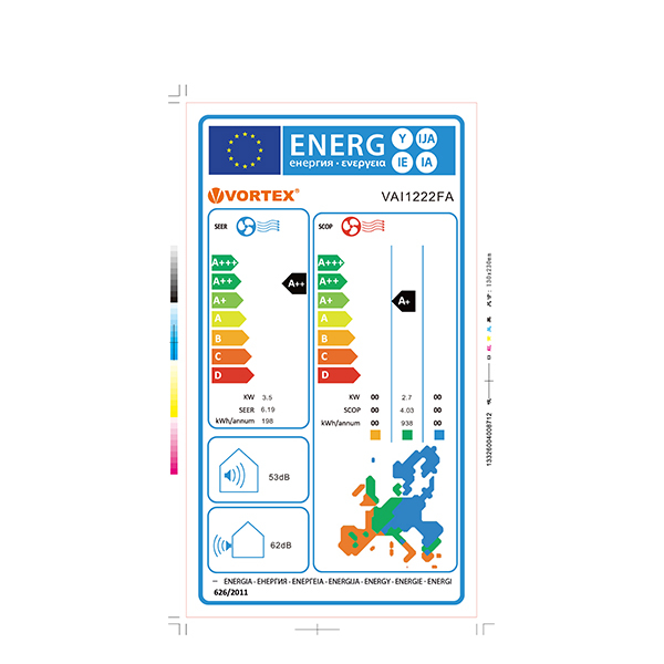 Aer conditionat VORTEX VAI1222FA, 12000 BTU, A++/A+, Functie incalzire, Dezumidificare, Inverter, iFeel, kit instalare inclus, alb
