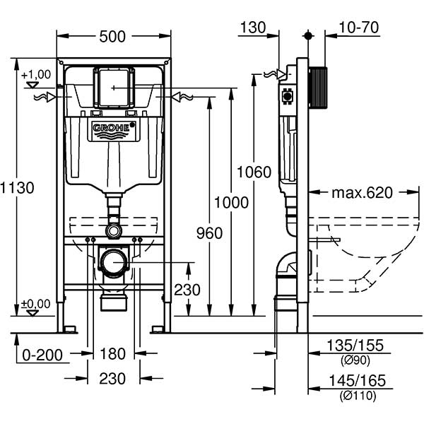 Rezervor WC incastrat GROHE RAPID SL 38528001, 9l