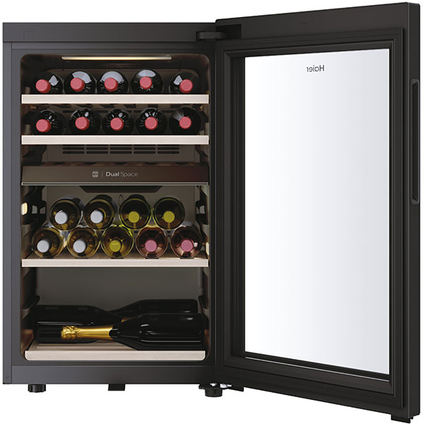 Racitor de vinuri HAIER HWS42GDAU1, 42 sticle, H 82 cm, Clasa G, Wi-Fi, negru