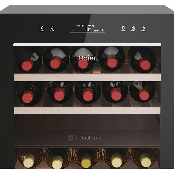 Racitor de vinuri HAIER HWS42GDAU1, 42 sticle, H 82 cm, Clasa G, Wi-Fi, negru