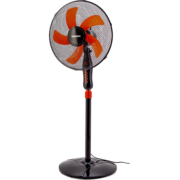 Ventilator cu picior DAEWOO DDV166, 3 trepte de viteza, 40 cm, 45W, negru-rosu