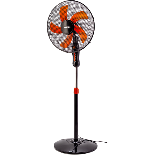 Ventilator cu picior DAEWOO DDV166, 3 trepte de viteza, 40 cm, 45W, negru-rosu