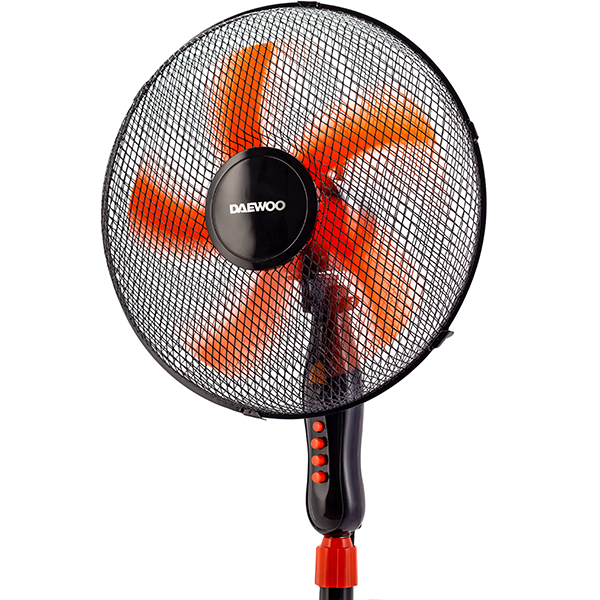 Ventilator cu picior DAEWOO DDV166, 3 trepte de viteza, 40 cm, 45W, negru-rosu