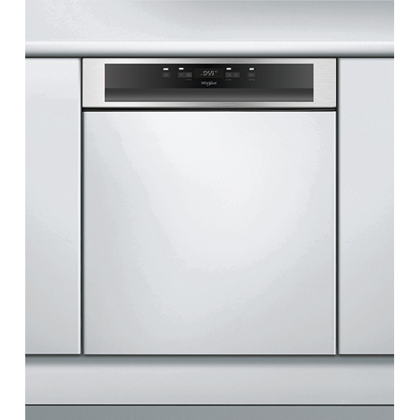 Masina de spalat vase semi-incorporabila WHIRLPOOL WBC 3C34 PF X, 14 seturi, 8 programe, 60 cm, Clasa D, inox