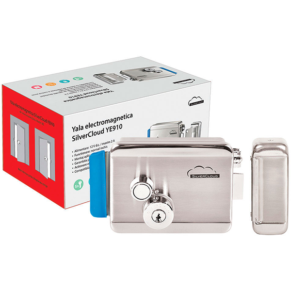 Yala electromagnetica SILVERCLOUD YE910 cu butuc dublu, deschidere stanga/dreapta, Fail Secure NO, inox