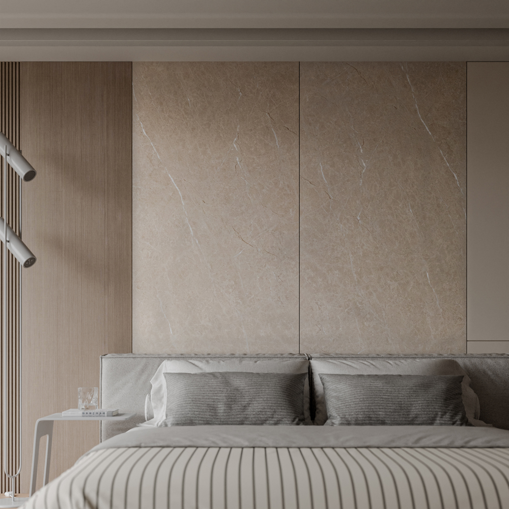 Panou decorativ Marble Botticino Light, 96.5 x 280 cm, SPC, bej