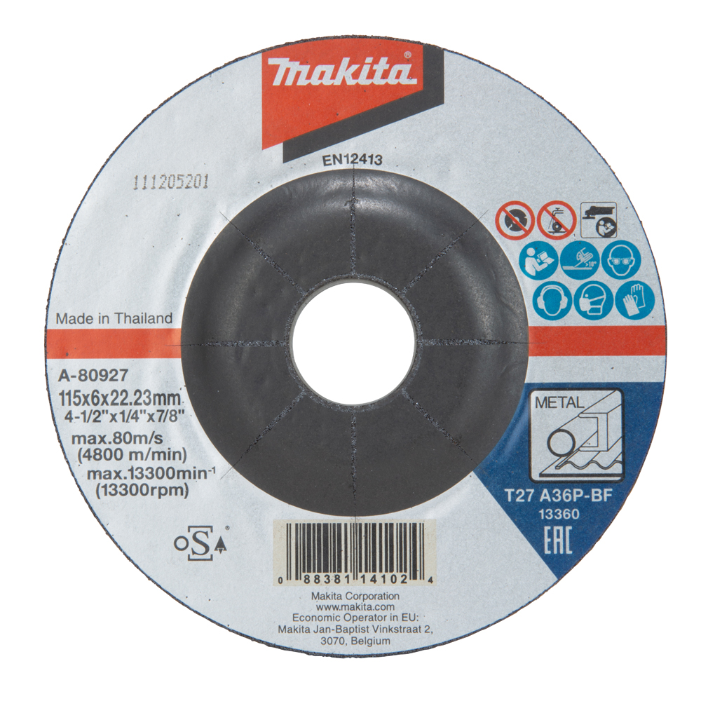 Disc de polizare MAKITA A-80927, otel, 115 x 6 x 22.23 mm