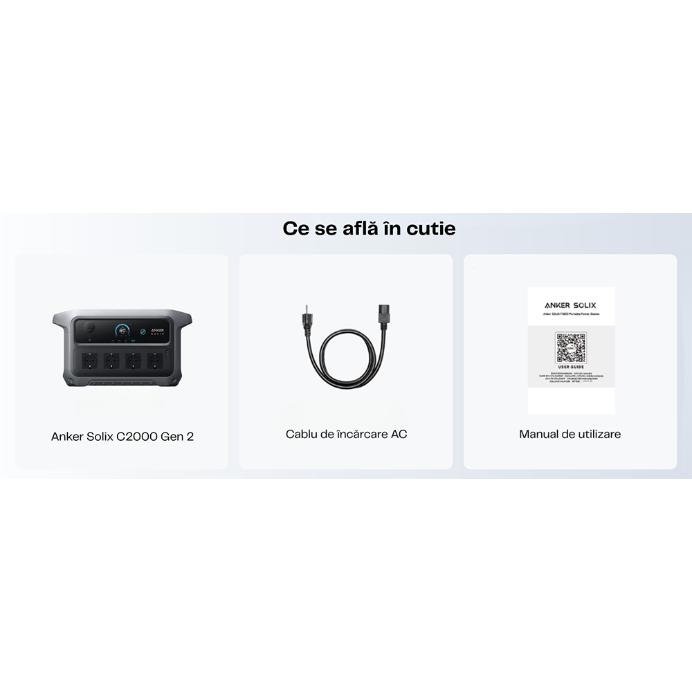 Statie de incarcare ANKER C2000 Gen 2, 2048Wh, 2400W, negru