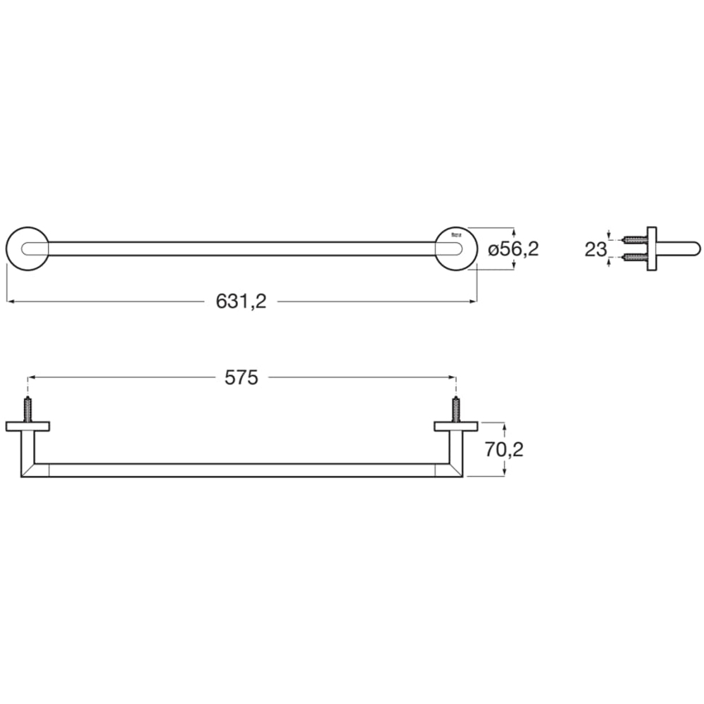 Suport prosop tip bara ROCA Hotels A817574VA0, metal, 60 cm, auriu periat