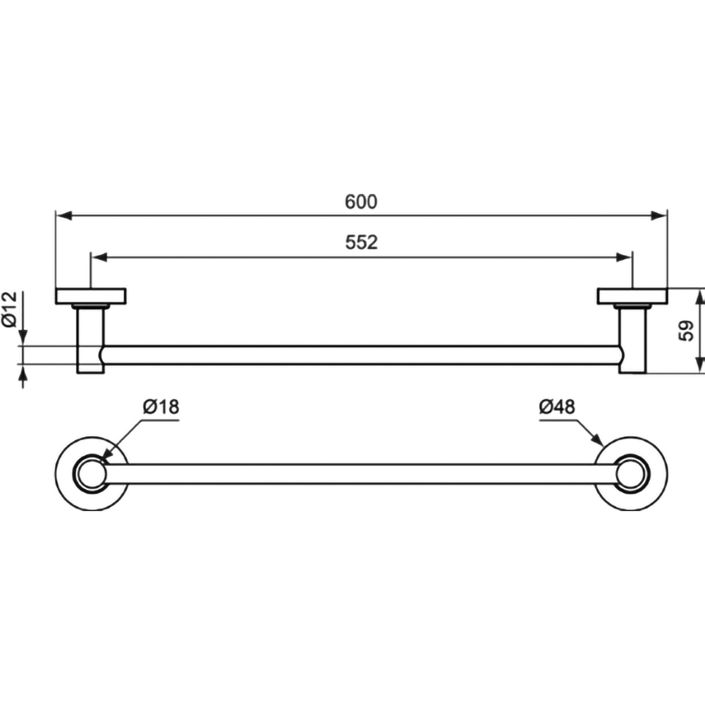 Suport prosop tip bara IDEAL STANDARD IOM A9118AA, 60 cm, crom